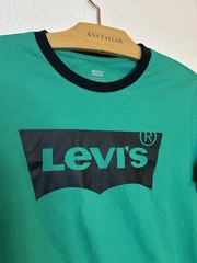 Levi’s Classic Casual Green Black Collar Short Sleeve Graphic Logo T-shirt Men S