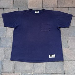 Vintage Russell Athletic Pro Cotton Pocket T-Shirt Blue Men’s Large Blank Faded