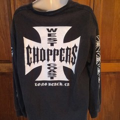 West Coast Choppers Logo Black Long Sleeve Crew Neck T-Shirt XL Vintage 1990s