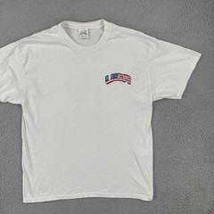 Vintage Hanes Heavyweight 50/50 Large White T Shirt 9-11-01 God Bless America