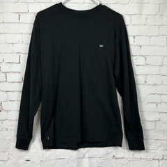 Vans Shirt Mens Medium Off The Wall Tee Classic Long Sleeve Plain Crewneck Black