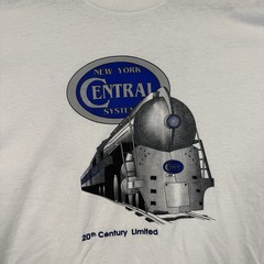 New York Central System XXL white T-shirt Train Steam Engine Railroad