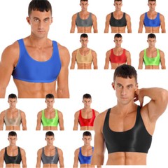 YiZYiF Men’s Sleeveless Crop Tank Top Basic Casual Shirt Sports Fitness Blouse