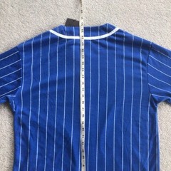 Victorious Baseball Jersey T-shirt Full Button Tee Men’s Blue Pin Striped NWT