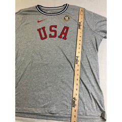 Nike USA Olympics Gray Heather Short Sleeve T-Shirt Mens XXL Ribbed Collar