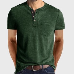 Mens Short Sleeve Henley T Shirt Tops Grandad Button Neck Casual Tee Shirts Tops
