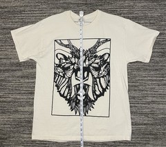 Vintage Bear With Antlers Geometric Style Shirt Size L Cream Color