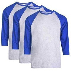 3 Packs Men’s 3/4 Sleeve Crew Neck Raglan Jersey Baseball Tee Shirts Size Large