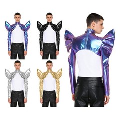 Men Larp Gothic Knight Costumes Alien Futuristic Turtleneck Gothic Armor Shrug