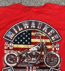 Suna Mens Milwaukee Motorcycle Rally T Shirt Short Sleeve Red Size Large