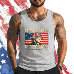 Stay strapped or get clapped, George Washington,4th of July Tank Top