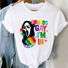 Sound Gay I’m In Tee, Ghost Face Meme Rainbow Tee, LGBTQ+ Pride Month Supporters
