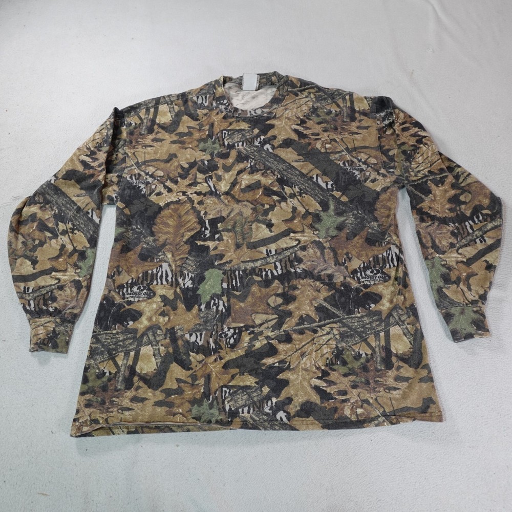 Vintage Jerzees Camo Shirt Mens Extra Large Brown Mossy Oak Forest Floor Y2K Tee