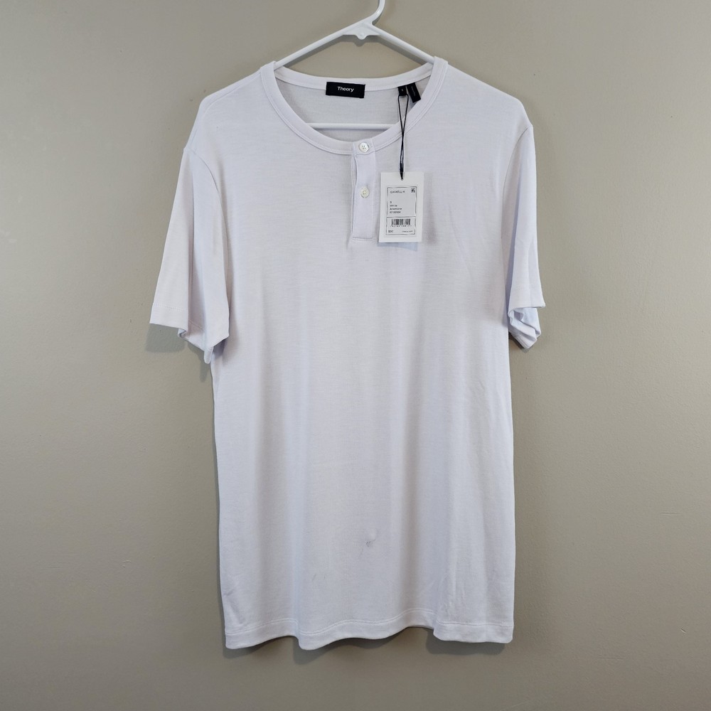 Theory Henley Tee T-Shirt Men’s White Gaskell Anemone Modal Poly Small NWT