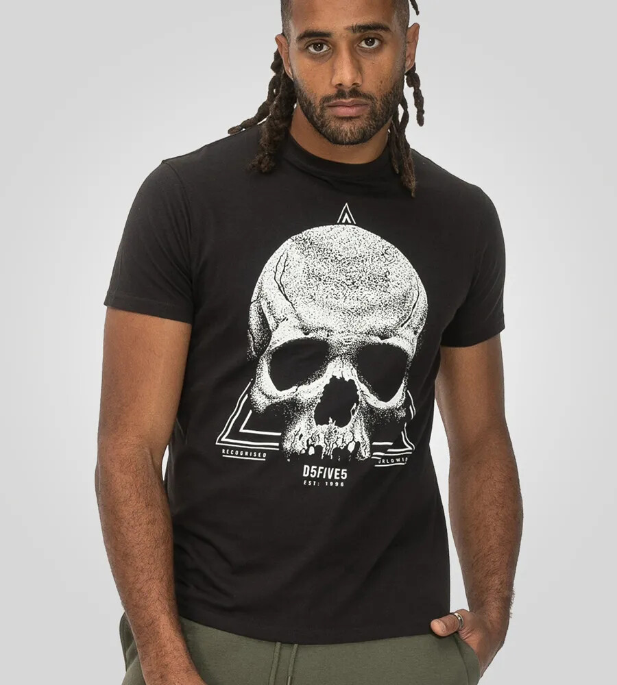 D555 Duke Tall Mens Skull Printed T-Shirt Black LT 1XLT 2XLT 3XLT (601706-T)
