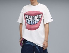 PUMA ASAP Rocky Flacko Smile Graphic Crew Neck Short Sleeve White T-Shirt Mens L