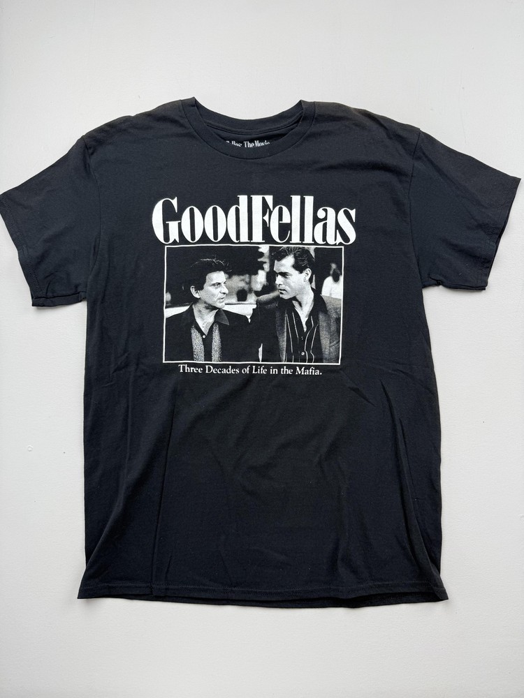 Goodfellas Shirt Mens Large Black Mafia Movie Poster Graphic Tee Ripple Junction