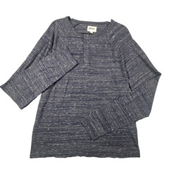 Pact Organic Cotton Henley Shirt Mens L Blue Space Dye Sustainable Eco Friendly