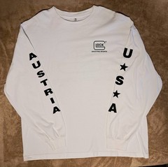 Glock Shooting Sports T shirt Men’s 2XL White Long Sleeve USA AUSTRIA Pistol Tee