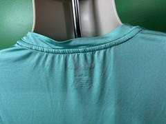 REEBOK Spellout T-Shirt Large Turquoise Polyester/Spandex Lightweight NICE!!