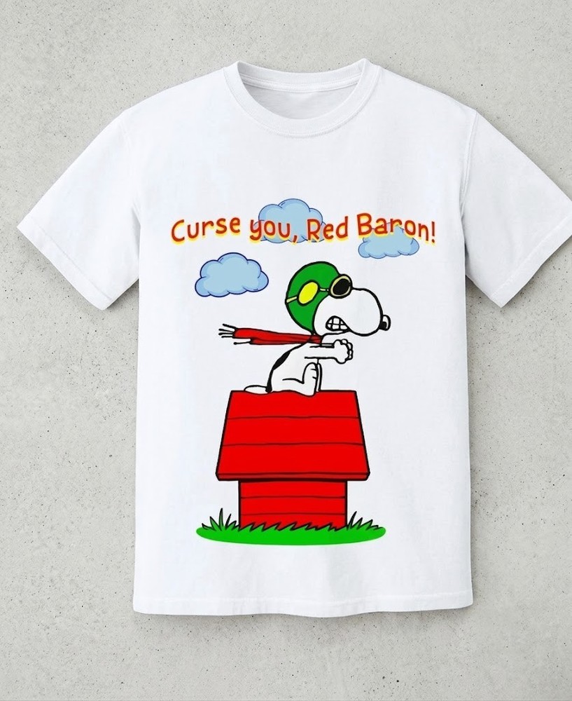 Snoopy Peanuts Flying Ace Red Baron Graphic T-Shirt Pilot T-Shirt S-5XL DH1509