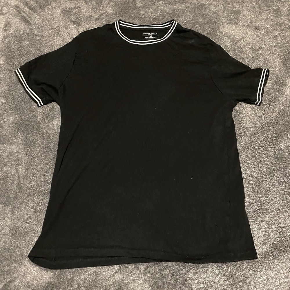 Brave Soul London T-Shirt Black Crew Neck 100% Cotton Ringer Tee Men’s M ASOS