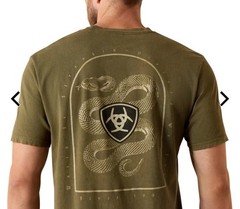 Ariat Men’s Snake S/S T-shirt, Four Leaf Clover Color, NEW LRG