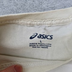 Vintage Y2K ASICS T Shirt L White Short Sleeve Sound Mind Sound Body Graphic