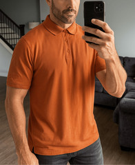 Tommy Bahama 18 Golf Men’s Orange Cotton Collared 3 Button Neck Polo T-Shirt sz