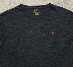 Polo Ralph Lauren Mens L Charcoal Gray Long Sleeve Shirt Custom Slim Fit Pony