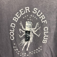 805 WSL Cold Beer Surf Club Mineral Wash T-Shirt Mens XL Black NWT