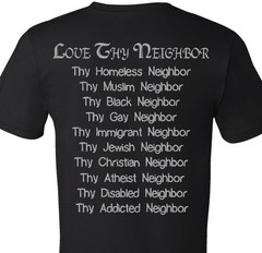 LOVE THY NEIGHBOR print tshirt ORIGINAL artwork screen print tee Peace Tolerance