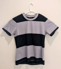 Marni T-Shirt Mens Gray Black Wide Stripe SS Cotton Crew Neck – XL Read!