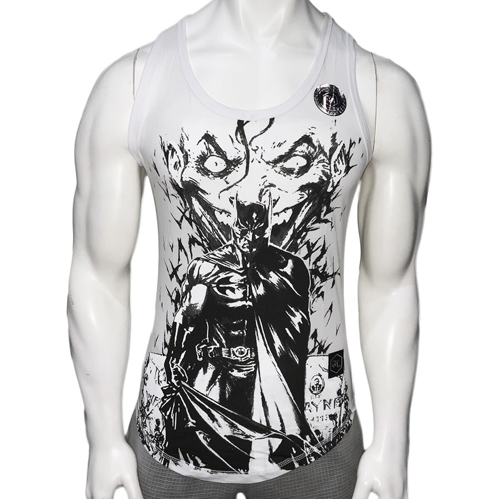 NWT JOKER LAUGH SMILE BATMAN MOVIE GYM WORKOUT MEN’S SLIM FIT TANK TOP SIZE M L