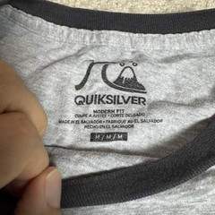 Quiksilver Mens T Shirt Crew Neck Modern Fit Medium Gray Raglan Sleeve