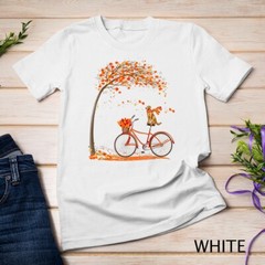 Lovely Golden Retriever in fall, funny dog riding bicycle Unisex T-shirt
