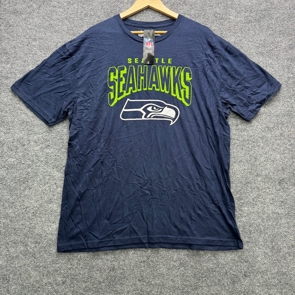 NFL Team Apparel Seattle Seahawks T-Shirt Mens XL Navy Short Sleeve Athletic