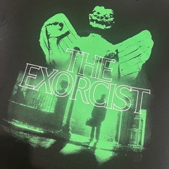 New The Exorcist Large 70s Horror Movie T Shirt Black Neon Green Gore Graphic