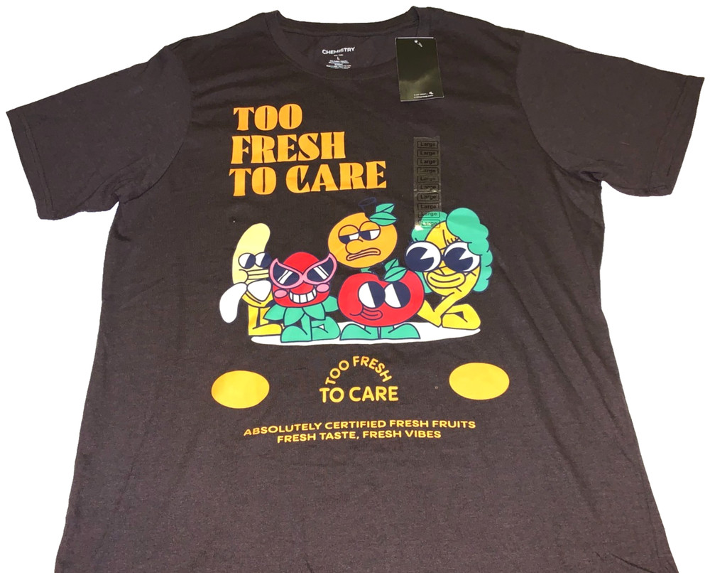Fresh Fruits Too Fresh To Care Cool Vibes T-Shirt New! NWT LARGE