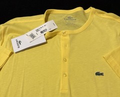 LACOSTE 100% Peruvian COTTON HENLEY T-SHIRTS Citronelle Size L NEW