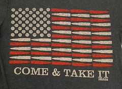 “Come and Take It” 7.62 Design Men’s Small T-Shirt Gray Bullet USA Flag Guns