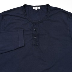 Alex Mill Henley Shirt Men’s Large Blue 100% Cotton Long Sleeve Preppy 3 Button