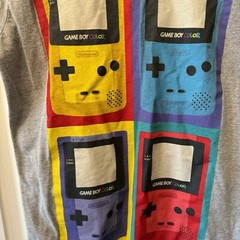 GAME BOY COLOR THEMED T-SHIRT-GRAY WITH MULTI-COLORS-MEN’S SMALL-GAME BOY BRAND