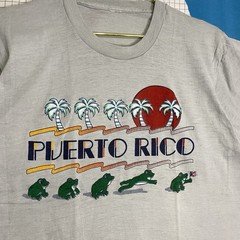 Vintage 70s Frogs Puerto Rico Tshirt Large Flag Sunset Retro Beach Single Stitch