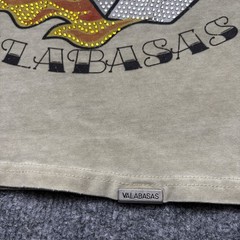 Valabasas Vintage T Shirt Mens XL Beige Hip Hop Tattoo Shop Bling Y2K Crew Neck