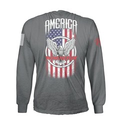 Winchester Men’s Long Sleeve Graphic Tee USA Flag Eagle Charcoal Gray 3X