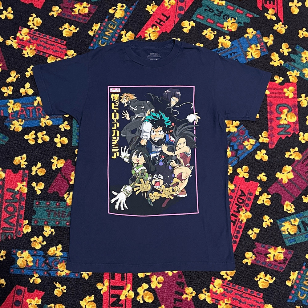 My Hero Academia Character Collage Navy Blue Graphic Tee Shirt / Size S