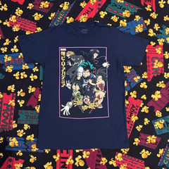 My Hero Academia Character Collage Navy Blue Graphic Tee Shirt / Size S