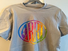ARRI Gray Organic Cotton T-Shirt W/ ARRI Rainbow Plum logo EU XS/US XXS