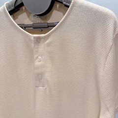 Octobre Editions Waffle Knit Henley T-Shirt Organic Cotton Cream Men’s L